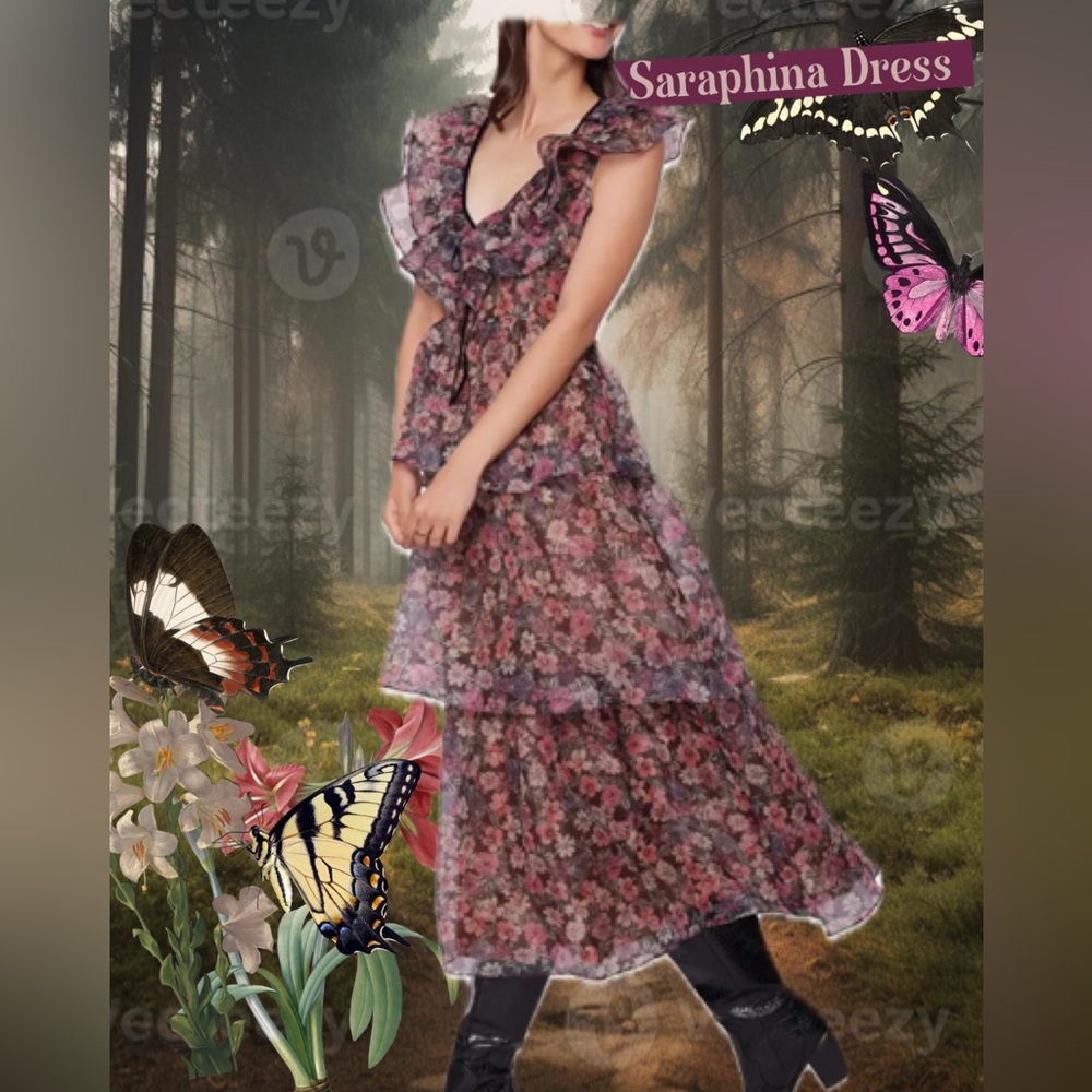New! The Saraphina Dress Multi Tier Whimsgoth Dark Romance Garden Party Maxi